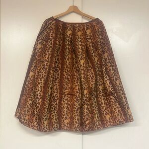 Leopard Silk and Poly Midi Skirt